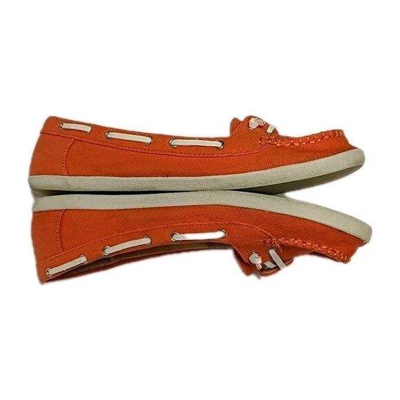 Bongo Women Canvas Boat Shoes 9 Casual Slip On Comfort Flat Orange Y2K Vintage - Picture 7 of 11
